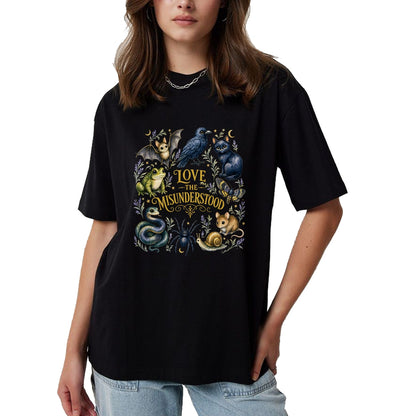 Cat Love Shirt, Funny Cat Lover Gift UnisexT-Shirt/Hoodie/Sweatshirt HLT00 - Love The Misunderstood Bat Raven Cat Snake Spider Moth Frog T-Shirt
