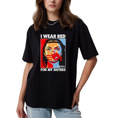 Native American T-Shirts, Vintage Native American Unisex T-Shirt/Hoodie/Sweatshirt HLT00 - I Wear Red For My,Sister Native American Stop MMIW