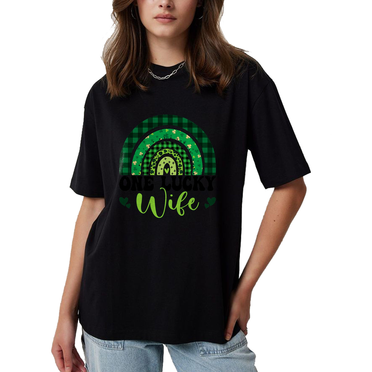Best Wife Shirt, Wife and Husband Unisex T-Shirt/Hoodie/Sweatshirt HLT00 - Gift for wife T shirt, lucky wife   Womens One Lucky Wife Rainbow Irish St Patricks Day Shamrock Tan
