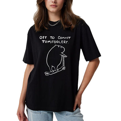 Cute Capybara Shirt, Funny Capybara Unisex T-Shirt/Hoodie/Sweatshirt HLT00 - Capybara Off to Commit Tomfoolery T-Shirt