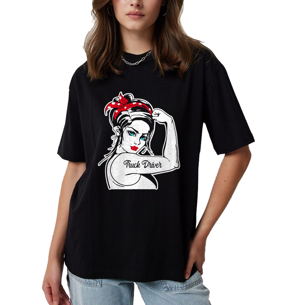 Best Truck Driver Life Shirt, Funny Trucker UnisexT-Shirt/Hoodie/Sweatshirt HLT00 - Female Truck Driver Rosie The Riveter Pin Up Girl Truck T-Shirt