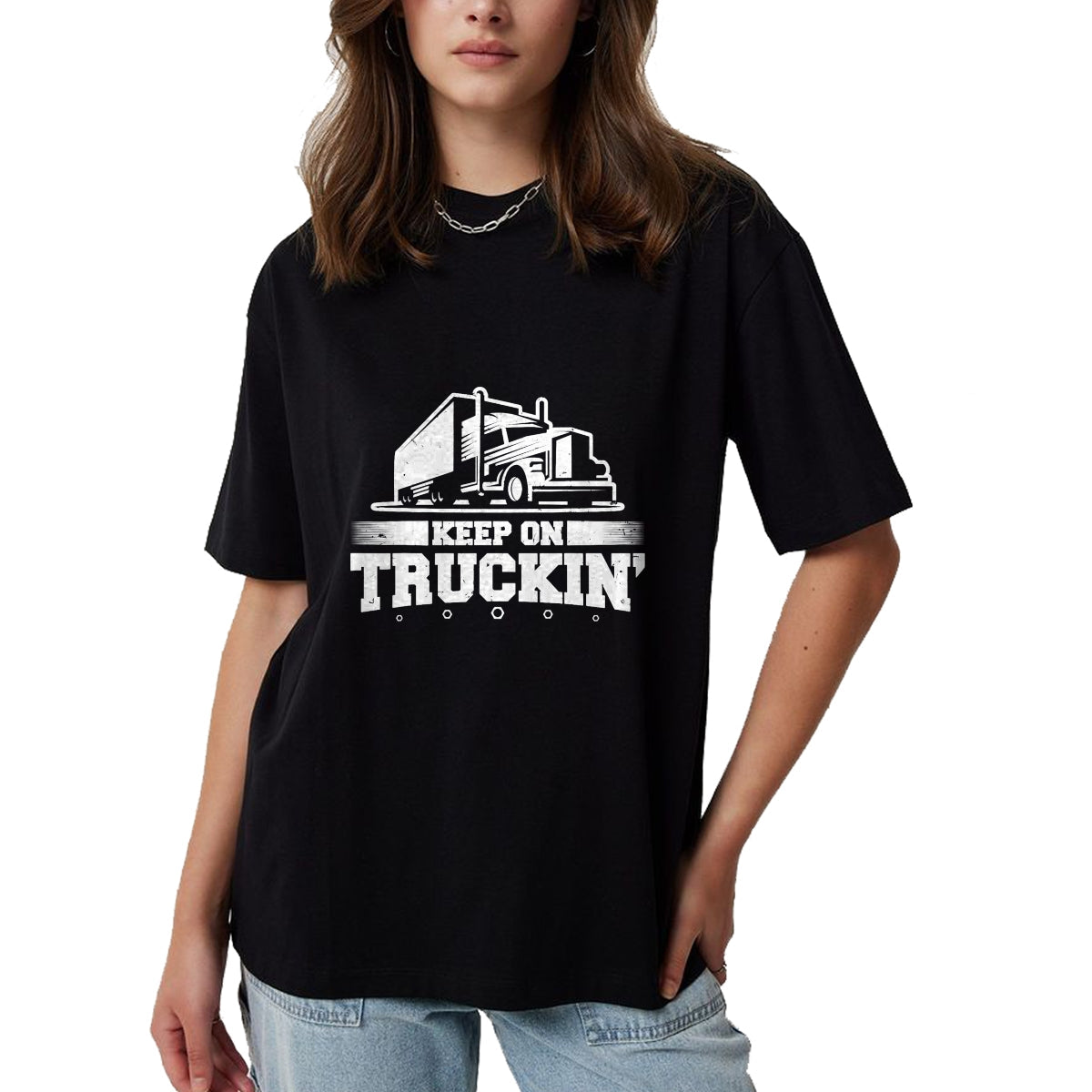 Best Truck Driver Life Shirt, Funny Trucker UnisexT-Shirt/Hoodie/Sweatshirt HLT00 - Trucker Truck Driver Keep On Truckin 18 Wheeler T-Shirt (2)
