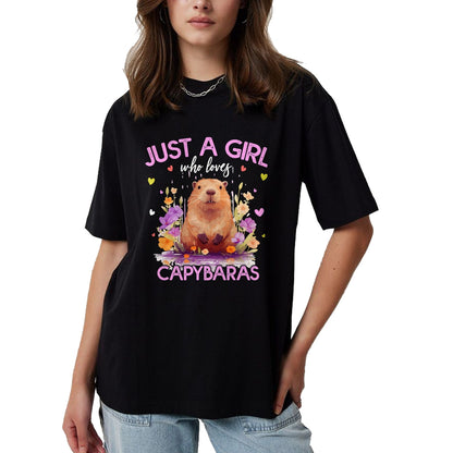 Cute Capybara Shirt, Funny Capybara Unisex T-Shirt/Hoodie/Sweatshirt HLT00 - Just A Girl Who Loves Capybaras For Women Girls T-Shirt