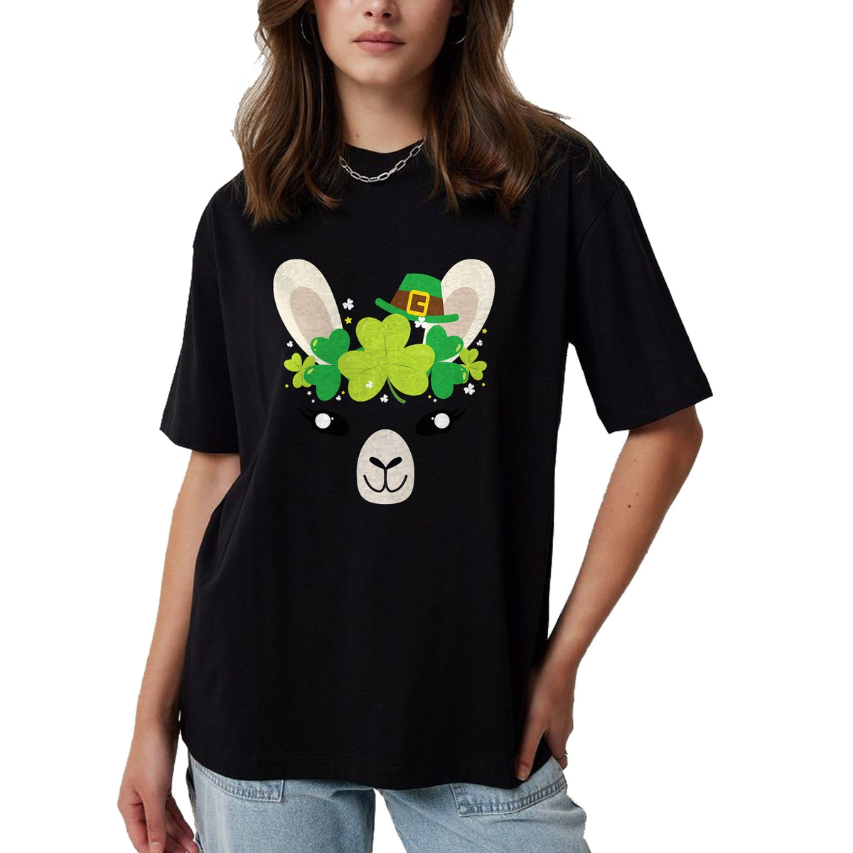 Gift for Mom Shirt, Funny Mom Unisex T-Shirt/Hoodie/Sweatshirt HLT00 - Llama St Patricks Day Shirt Kids Lucky Girl Mom Gift Tee T-Shirt