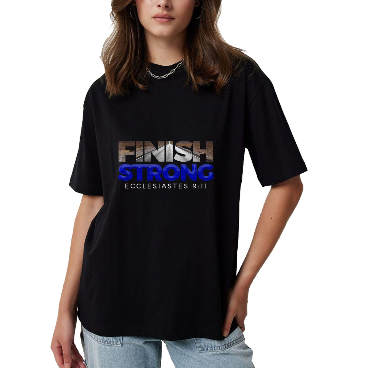 Christian Tee, Christian Faith Unisex T-Shirt/Hoodie/Sweatshirt HLT00 - Finish Strong Christian Jesus Apparel T Shirt Gift Blue T-Shirt