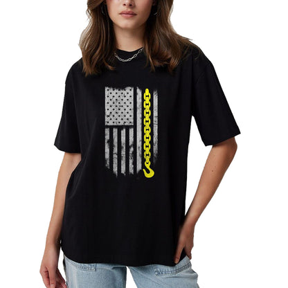 Best Truck Driver Life Shirt, Funny Trucker UnisexT-Shirt/Hoodie/Sweatshirt HLT00 - Yellow Tow Hook Chain Flag America Tow Truck Driver T-Shirt