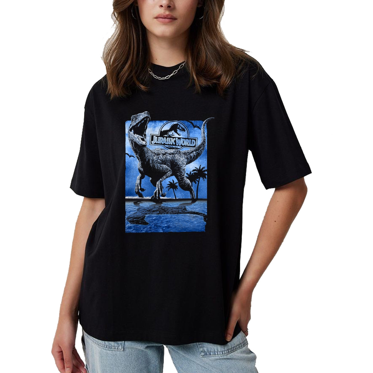 Best Dinosaur Lover Shirt, Funny Dinosaur UnisexT-Shirt/Hoodie/Sweatshirt HLT00 - Jurassic World Raptor Moon Light Logo Graphic T-Shirt T-Shirt