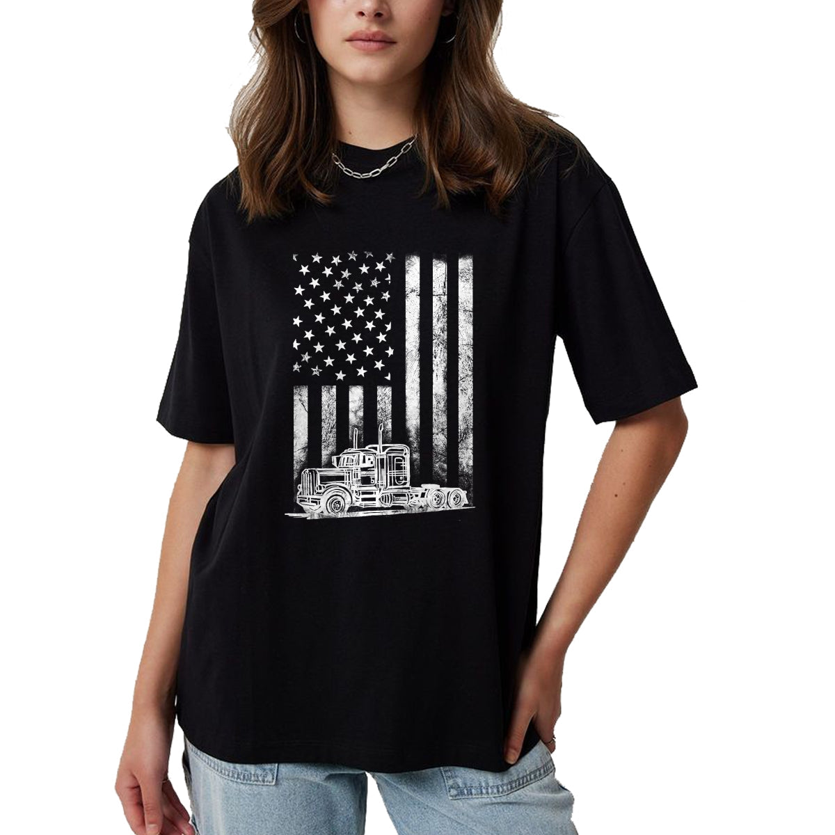 Best Truck Driver Life Shirt, Funny Trucker UnisexT-Shirt/Hoodie/Sweatshirt HLT00 - Truck Driver American Flag Trucker Vintage Men Women Gift T-Shirt Small