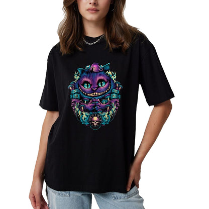 Cat Love Shirt, Funny Cat Lover Gift UnisexT-Shirt/Hoodie/Sweatshirt HLT00 - Cheshire Cat Shirt Alice in Wonderland Graphic T-Shirt, Women, Purple, XX-Large