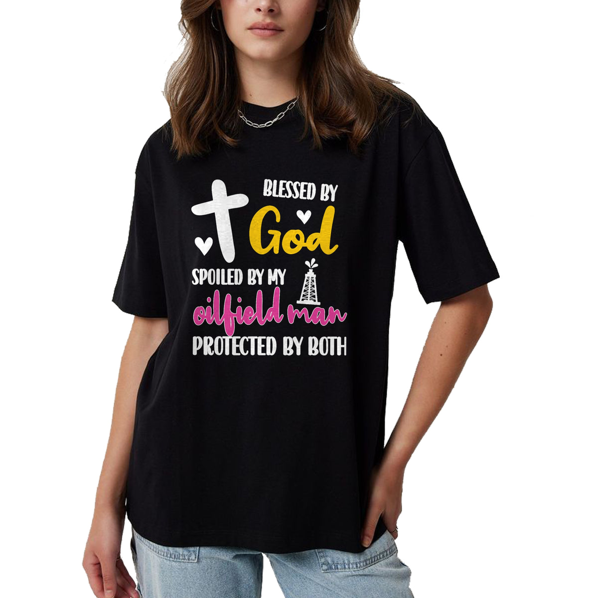 Best Wife Shirt, Wife and Husband Unisex T-Shirt/Hoodie/Sweatshirt HLT00 - Spoiled By My Oilfield Man  Husband Oilfield Worker Wife T-Shirt