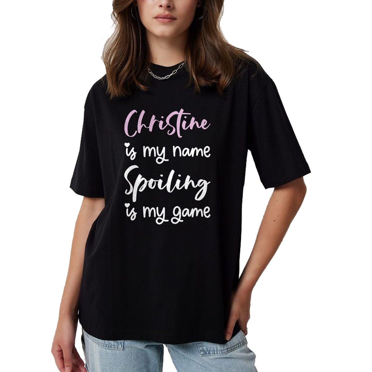 Best Wife Shirt, Wife and Husband Unisex T-Shirt/Hoodie/Sweatshirt HLT00 - Christine Name Personalized Women Spoiled Girl Cute Pink T-Shirt (1)