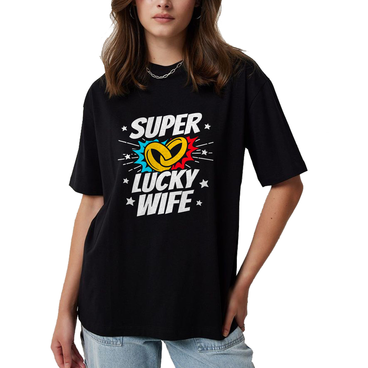 Best Wife Shirt, Wife and Husband Unisex T-Shirt/Hoodie/Sweatshirt HLT00 - Gift for wife T shirt, lucky wife   Married Couple - Lucky Wife - Funny Wedding Anniversary T-Shirt