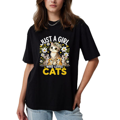 Cat Love Shirt, Funny Cat Lover Gift UnisexT-Shirt/Hoodie/Sweatshirt HLT00 - Cute Cat Lover Just A Girl Who Loves Cats T-Shirt