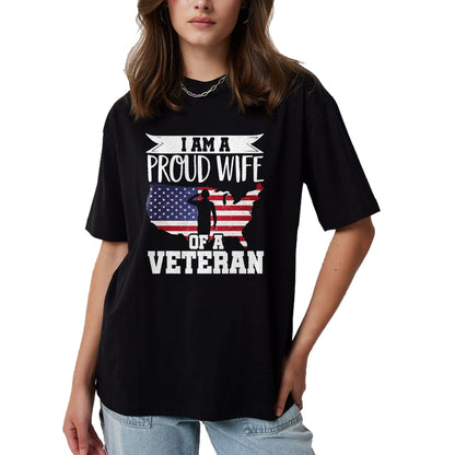 Best Wife Shirt, Wife and Husband Unisex T-Shirt/Hoodie/Sweatshirt HLT00 - Gift for wife T shirt, lucky wife   Proud Wife Of Veteran Nothing Scares Patriotic Veterans Day T-Sh