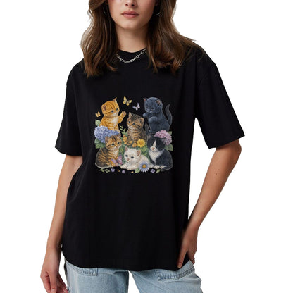 Cat Love Shirt, Funny Cat Lover Gift UnisexT-Shirt/Hoodie/Sweatshirt HLT00 - Cat Flower Floral Cute Kitten Vintage Flowers Art Cat Lover T-Shirt