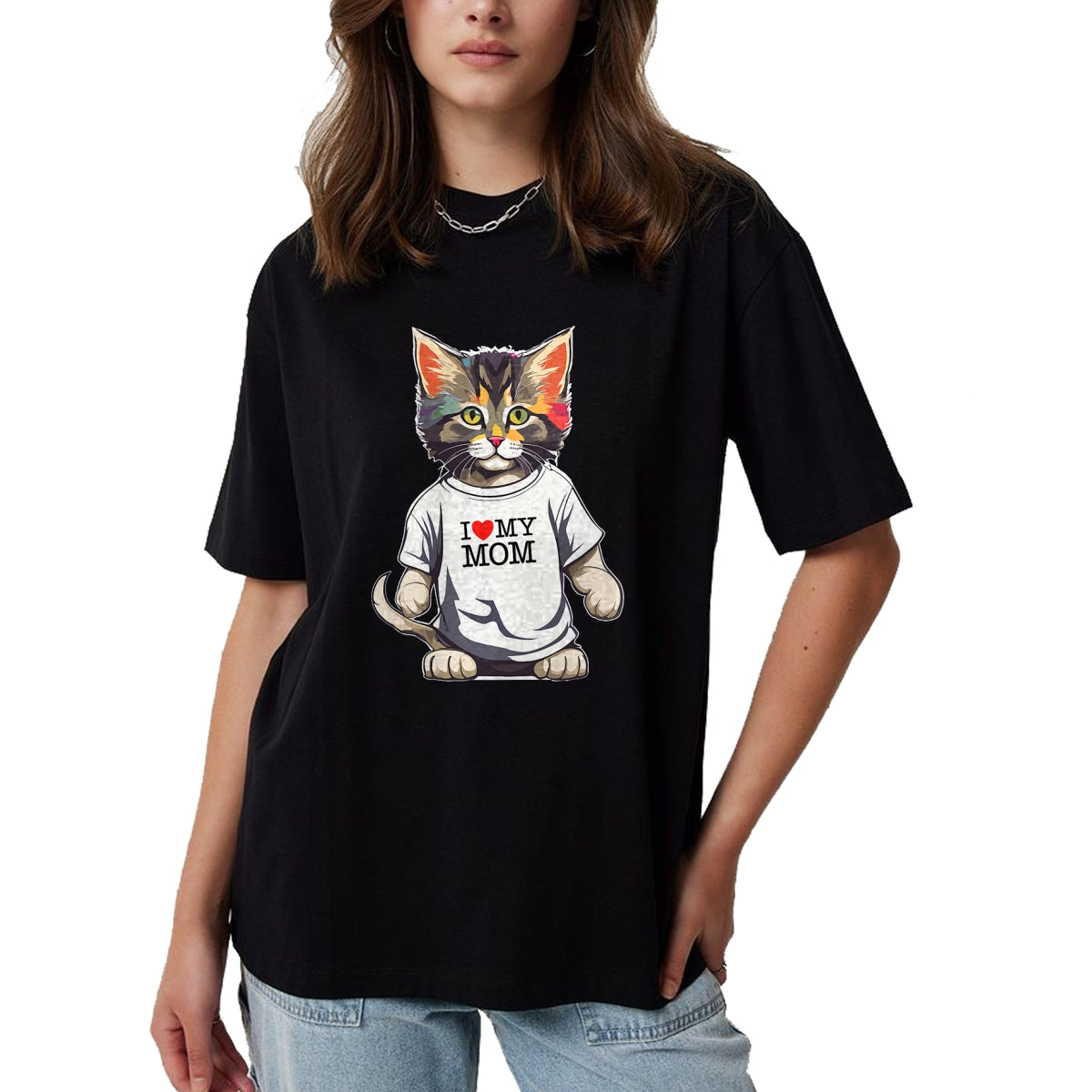 Cat Love Shirt, Funny Cat Lover Gift UnisexT-Shirt/Hoodie/Sweatshirt HLT00 - Cute Cat In I Love My Mom Shirt For Best Cat_s Mom Ever T-Shirt