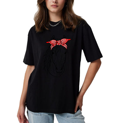 Best Horse Lover Shirt , Funny Horse UnisexT-Shirt/Hoodie/Sweatshirt HLT00 - Funny Horse Lovers Tee  Red Bandana Print for Girls & Women T-Shirt