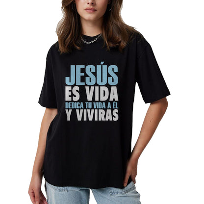 Christian Tee, Christian Faith Unisex T-Shirt/Hoodie/Sweatshirt HLT00 - Jesus Es Vida, Spanish T-Shirt, Spanish Christian Shirt T-Shirt