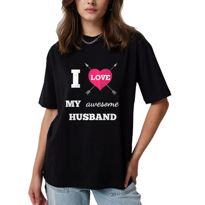 Best Wife Shirt, Wife and Husband Unisex T-Shirt/Hoodie/Sweatshirt HLT00 - I Love My Awesome Husband Shirt Heart & Arrow Cool Wife Tee T-Shirt (1)