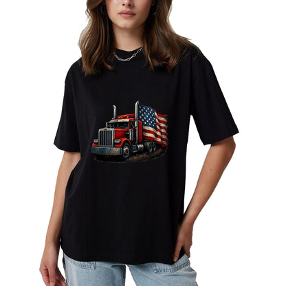 Best Truck Driver Life Shirt, Funny Trucker UnisexT-Shirt/Hoodie/Sweatshirt HLT00 - Us American Flag Semi Truck Driver Trucker T-Shirt, Men, Black, 3X-Large