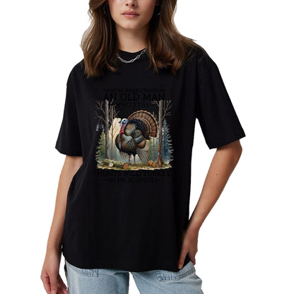 Cat Love Shirt, Funny Cat Lover Gift UnisexT-Shirt/Hoodie/Sweatshirt HLT00 - an Old Man Still Hunting Wild Turkey in 70s T-Shirt