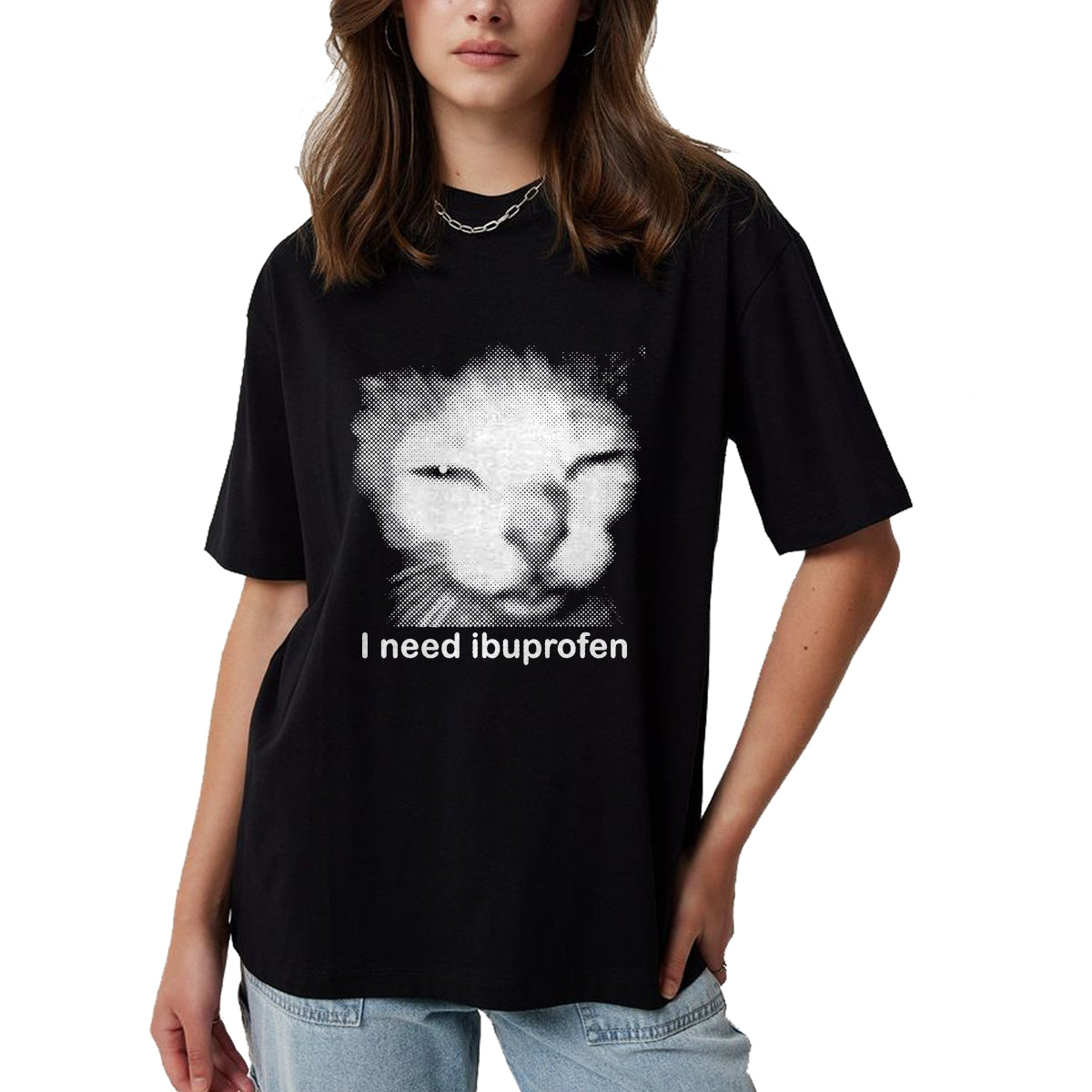Cat Love Shirt, Funny Cat Lover Gift UnisexT-Shirt/Hoodie/Sweatshirt HLT00 - I Need Ibuprofen Funny Vintage Graphic Cat Meme T-Shirt