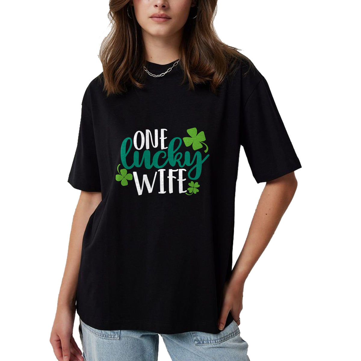 Best Wife Shirt, Wife and Husband Unisex T-Shirt/Hoodie/Sweatshirt HLT00 - Gift for wife T shirt, lucky wife   One Lucky Wife Irish St Patricks Day Womens Girls Funny Gift Swe (1)