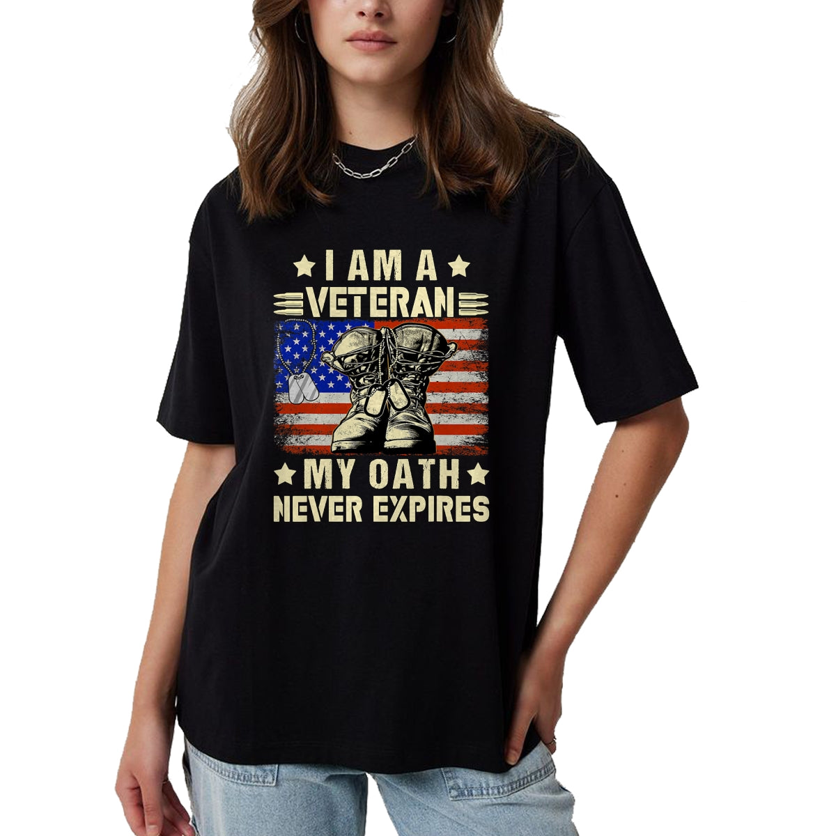 Proud Veteran Shirt, Funny Veteran UnisexT-Shirt/Hoodie/Sweatshirt HLT00 - I am A Veteran My Oath Never Expires Veteran Day USA Flag T-Shirt