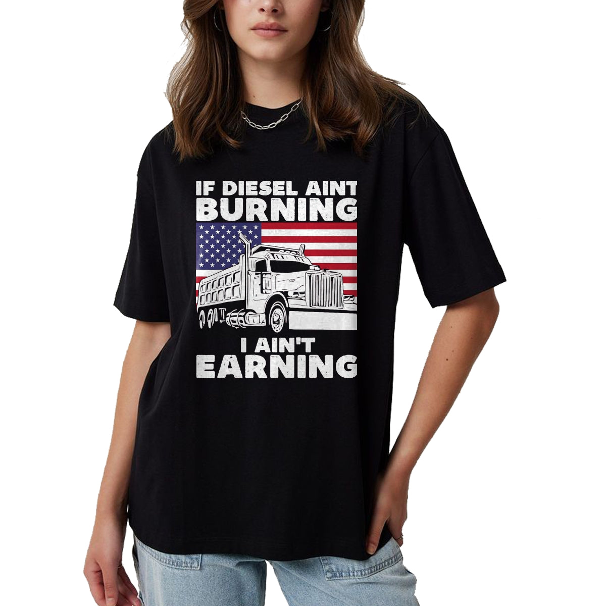 Best Truck Driver Life Shirt, Funny Trucker UnisexT-Shirt/Hoodie/Sweatshirt HLT00 - If Diesel Ain't Burning I Aint Earning Truck Driver Patriot T-Shirt, Men's Big and Tall, Dark Heathe