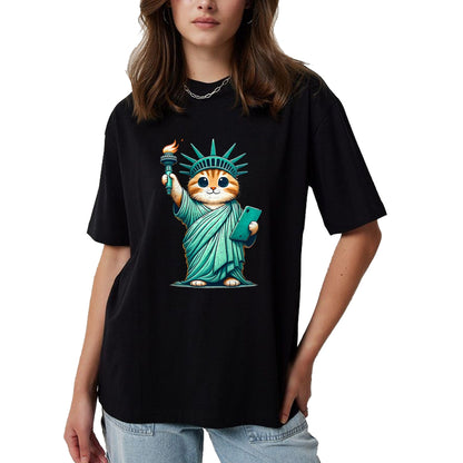 Cat Love Shirt, Funny Cat Lover Gift UnisexT-Shirt/Hoodie/Sweatshirt HLT00 - Cute Kawaii Cat Statue of Liberty I Love New York NYC T-Shirt