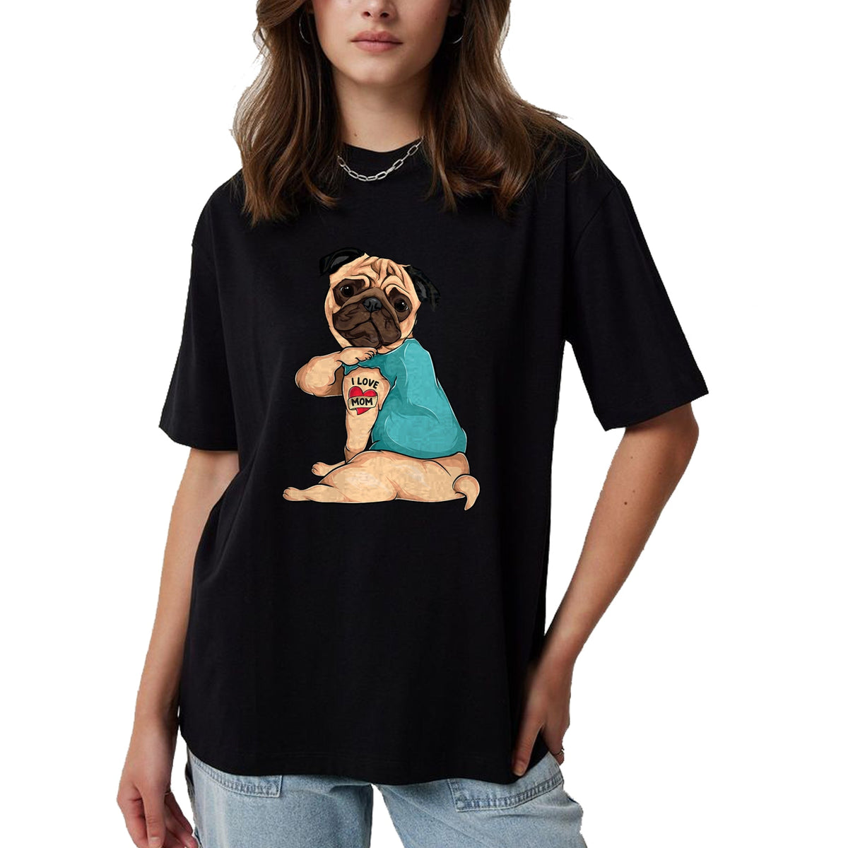 Dog Love Shirt, Dog Lover Gift T-Shirt/Hoodie/Sweatshirt HLT00 - Mother_s Day gift funny dog Pug i love mom tattoo T-Shirt