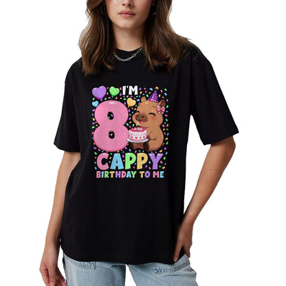 Cute Capybara Shirt, Funny Capybara UnisexT-Shirt/Hoodie/Sweatshirt HLT00 - Capybara Birthday Shirt 8 Kawaii Girl Capybara 8th Birthday T-Shirt