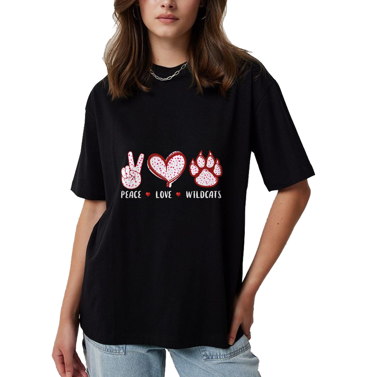 Cat Love Shirt, Funny Cat Lover Gift UnisexT-Shirt/Hoodie/Sweatshirt HLT00 - Peace Love Wildcats Gifts Men Women Kids Boys Girls Wild cat T-Shirt
