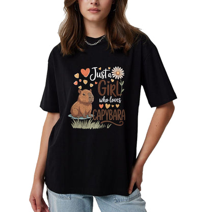 Cute Capybara Shirt, Funny Capybara Unisex T-Shirt/Hoodie/Sweatshirt HLT00 - Just A Girl Who Loves Capybaras Cute Capybara Women Girls T-Shirt