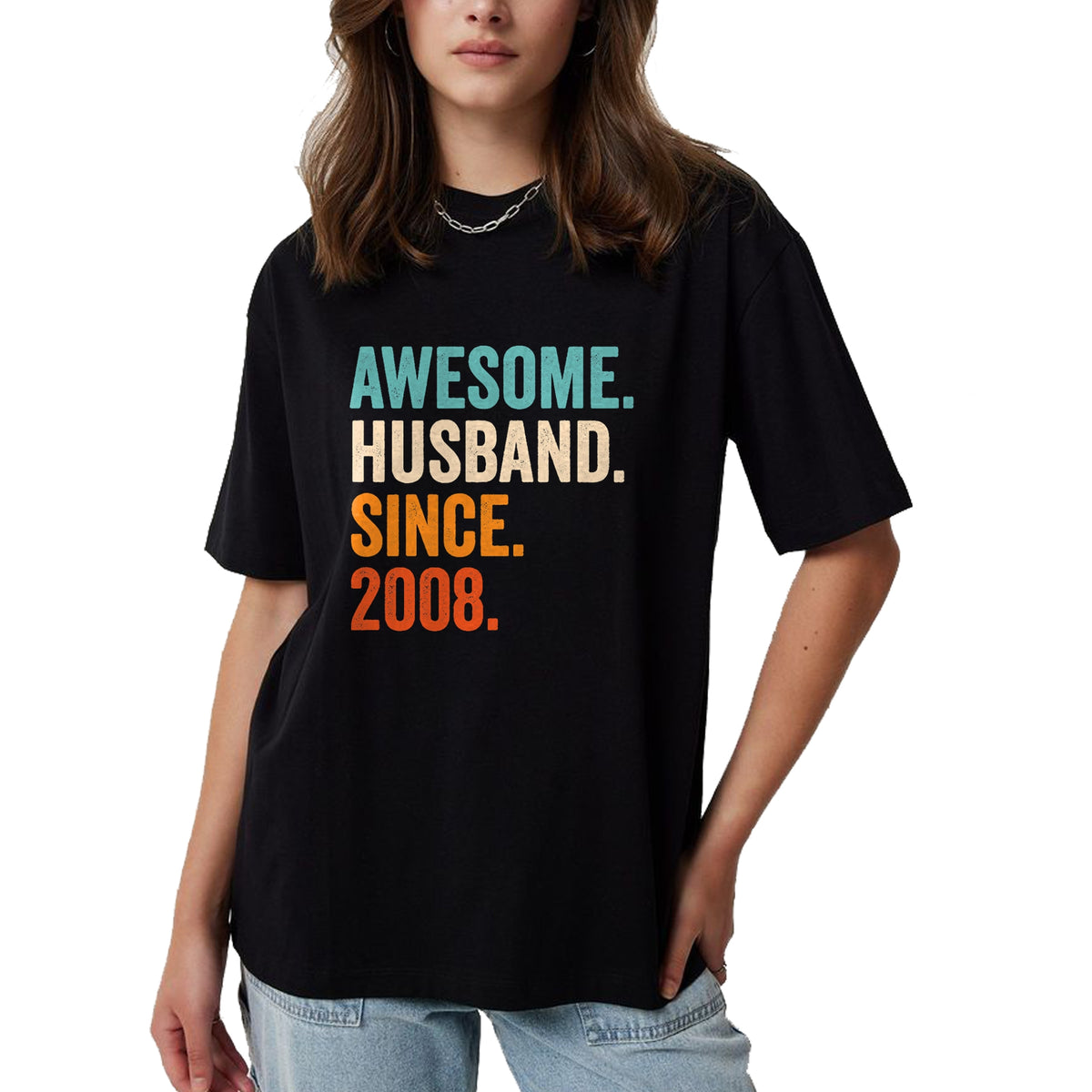 Best Wife Shirt, Wife and Husband Unisex T-Shirt/Hoodie/Sweatshirt HLT00 - Awesome Husband Since 2008 16th wedding anniversary 16 years T-Shirt
