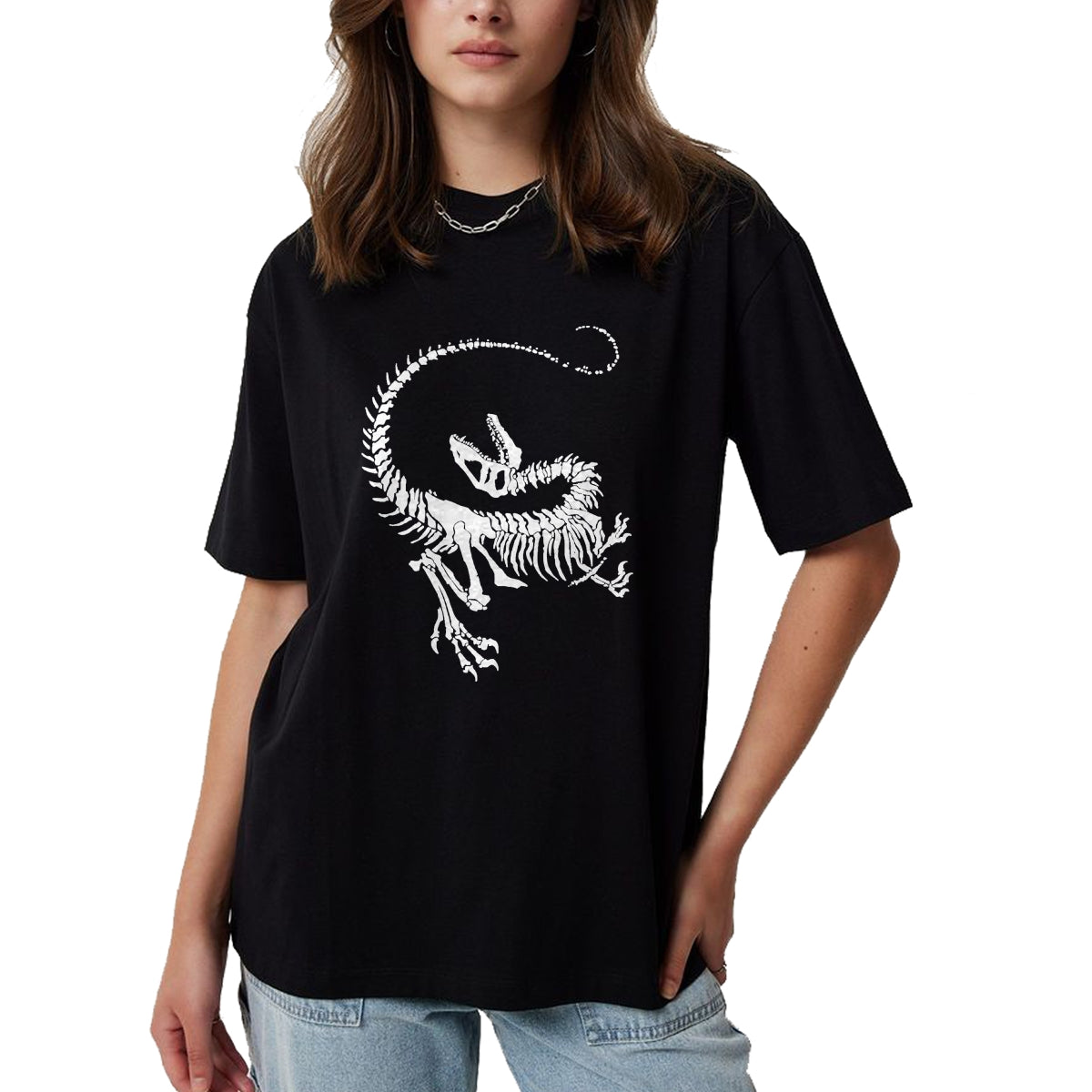 Best Dinosaur Lover Shirt, Funny Dinosaur UnisexT-Shirt/Hoodie/Sweatshirt HLT00 - Velociraptor Dinosaur Fossil Skeleton Paleontology T-Shirt, Men, Black, 3X-Large