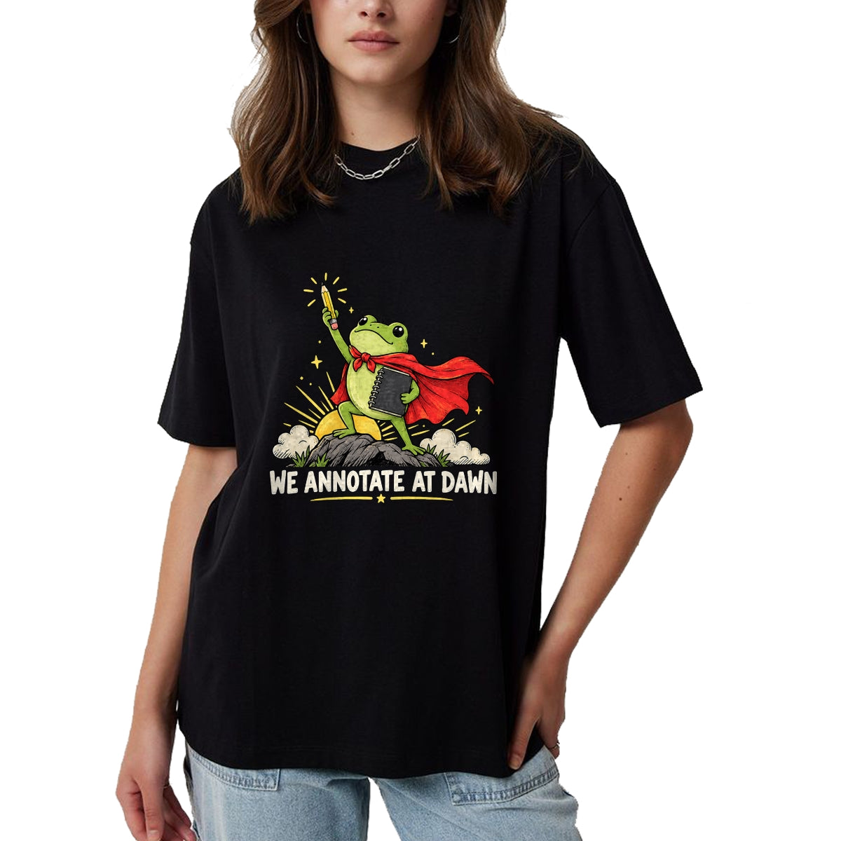 Best Teacher Shirt, Funny Teacher UnisexT-Shirt/Hoodie/Sweatshirt HLT00 - We Annotate At Dawn Frog English Teacher Back to School T-Shirt