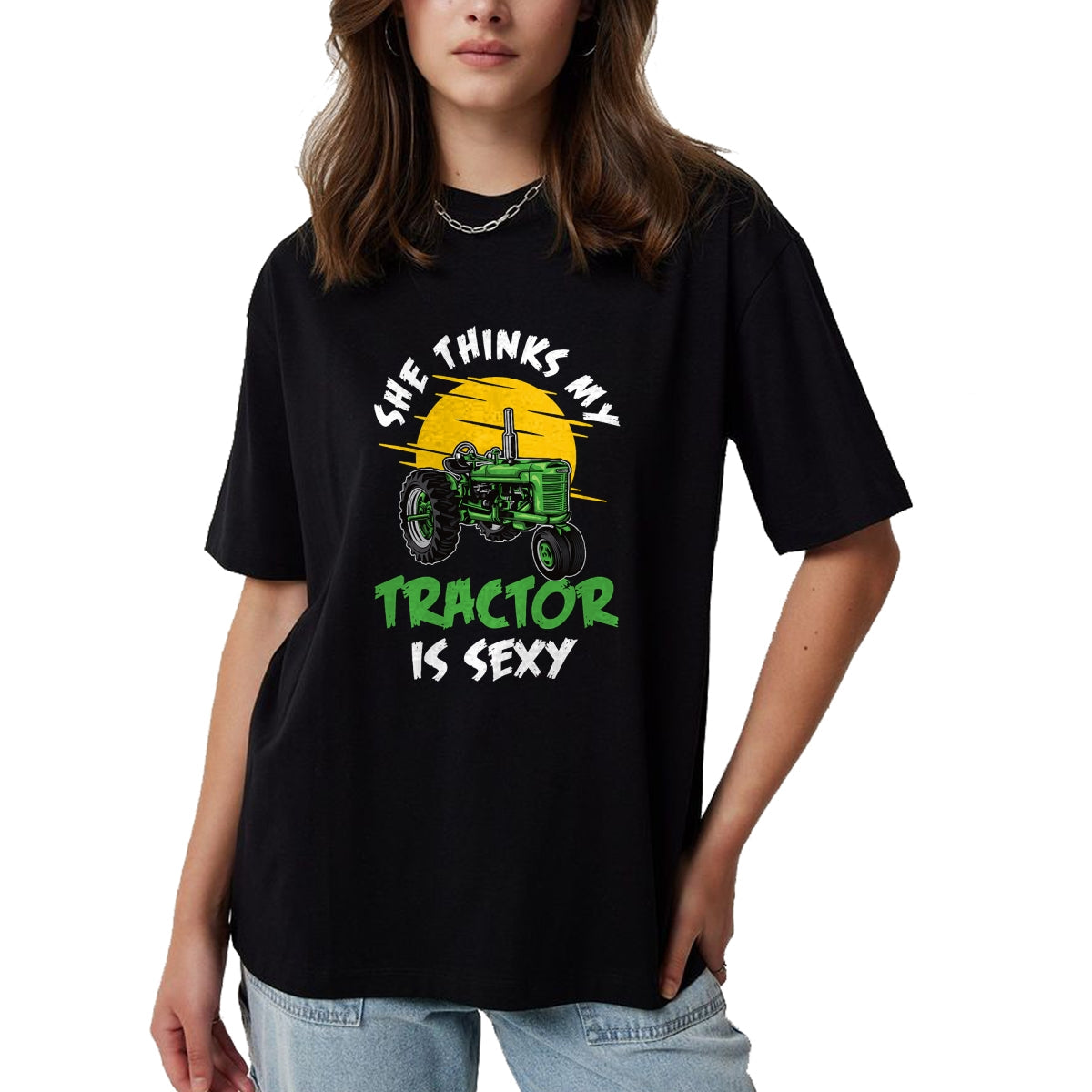 Best Farmer Life Shirt, Funny Farmer UnisexT-Shirt/Hoodie/Sweatshirt HLT00 - she thinks my tractor is sexy Design perfect for any farmer T-Shirt