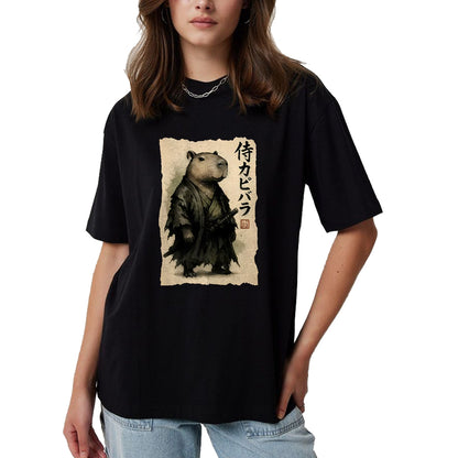 Cute Capybara Shirt, Funny Capybara Unisex T-Shirt/Hoodie/Sweatshirt HLT00 - Capybara Samurai Japanese Warrior Graphic Anime Ukiyo-e Art T-Shirt
