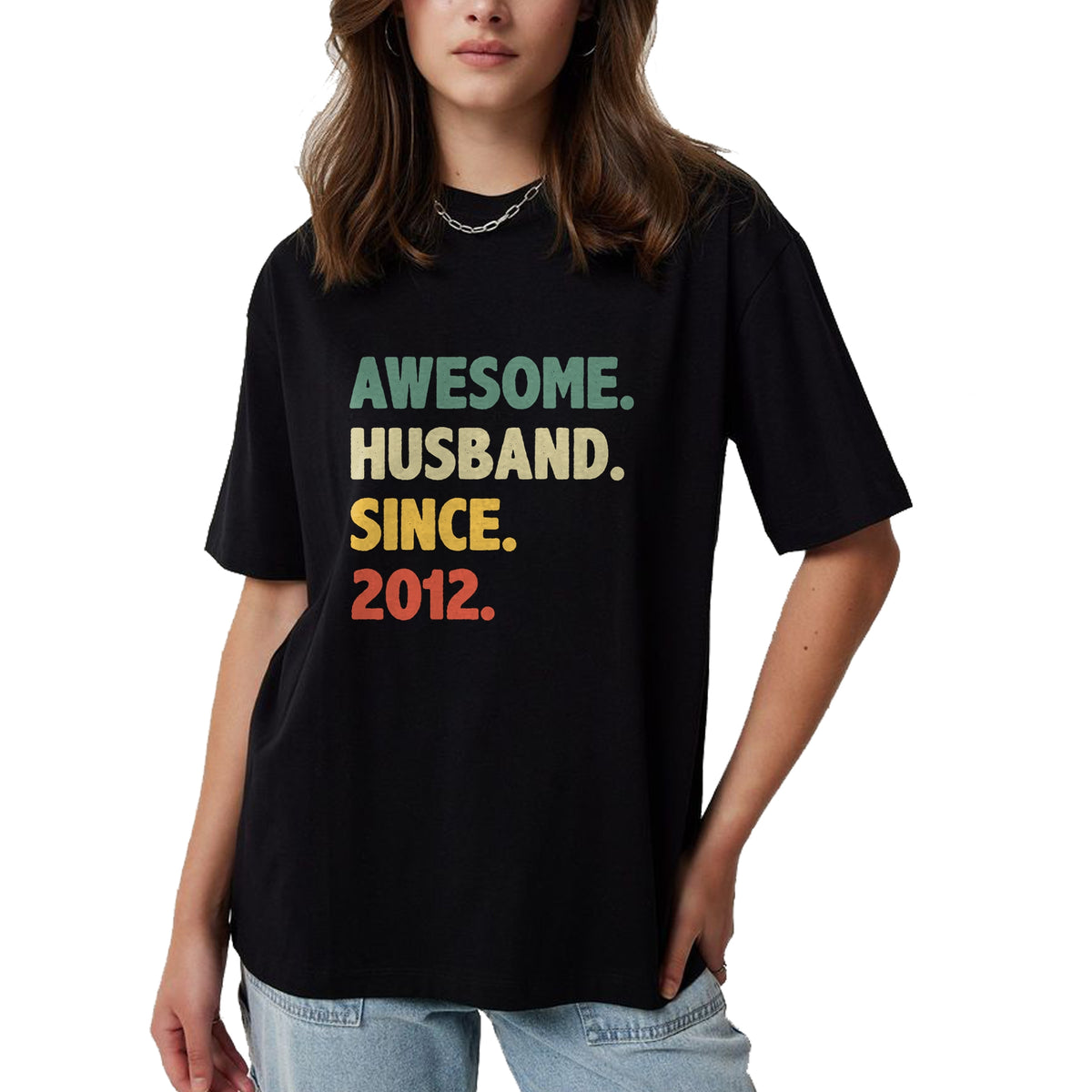 Best Wife Shirt, Wife and Husband Unisex T-Shirt/Hoodie/Sweatshirt HLT00 - 12th Wedding Anniversary Epic Awesome Husband Since 2012 Long Sleeve T-Shirt