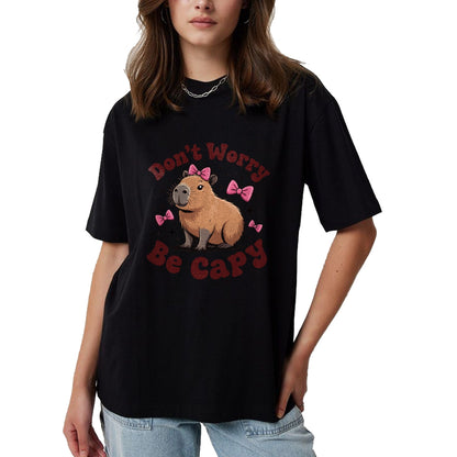 Cute Capybara Shirt, Funny Capybara Unisex T-Shirt/Hoodie/Sweatshirt HLT00 - Toddler Girl Capybara Birthday Gift Cute Don’t Worry Be Capy T-Shirt