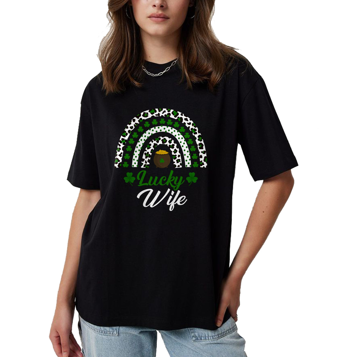 Best Wife Shirt, Wife and Husband Unisex T-Shirt/Hoodie/Sweatshirt HLT00 - Gift for wife T shirt, lucky wife   Lucky Wife Rainbow St Patricks Day Lucky Wife Long Sleeve T-Shir (3)