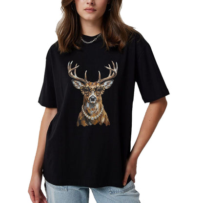 Best Thanksgiving Family Shirt , Funny Thanksgiving UnisexT-Shirt/Hoodie/Sweatshirt HLT00 - Glam Whitetail Deer Wearing Sunglasses Necklace Hunting T-Shirt