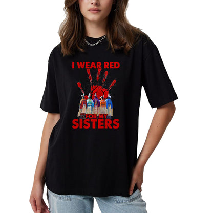 Native American T-Shirts, Vintage Native American Unisex T-Shirt/Hoodie/Sweatshirt HLT00 - I Wear Red For My Sisters Native American MMIW Awareness