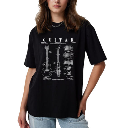 Guitar Lover Shirt, Funny Guitar UnisexT-Shirt/Hoodie/Sweatshirt HLT00 - Electric Guitar Vintage Patent Guitarist Drawing Print T-Shirt