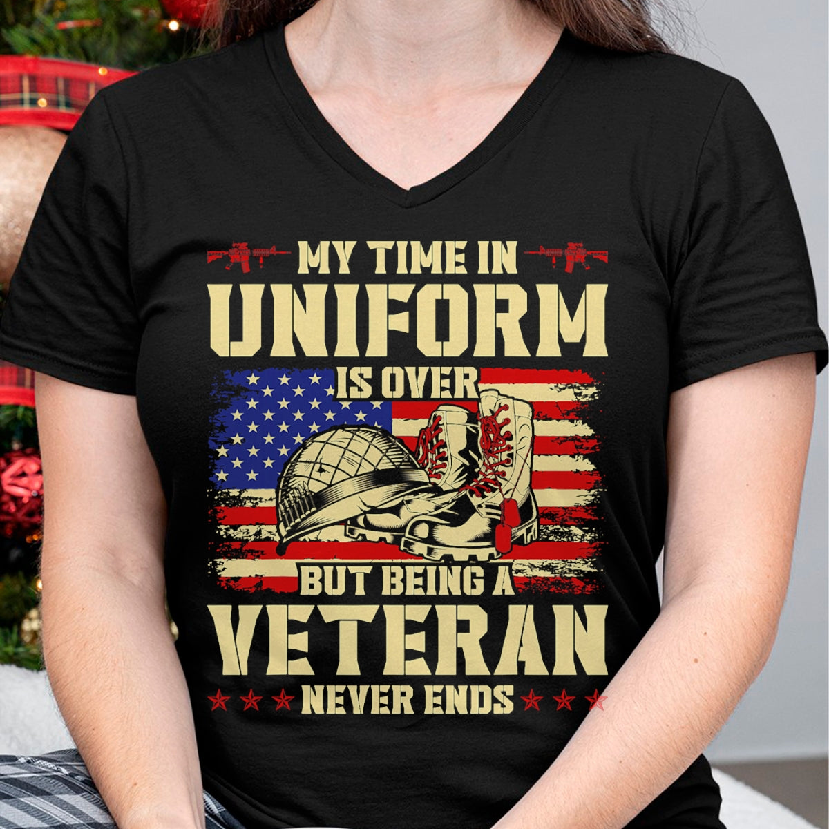 Proud Veteran Shirt, Funny Veteran UnisexT-Shirt/Hoodie/Sweatshirt HLT00 - My Time in Uniform is Over But Being A Veteran Never Ends T-Shirt