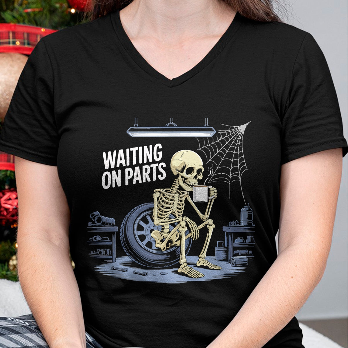 Best Mechanic Life Shirt, Funny Mechanic UnisexT-Shirt/Hoodie/Sweatshirt HLT00 - Funny Waiting On Parts Mechanic Skeleton Auto Repair Life T-Shirt (1)