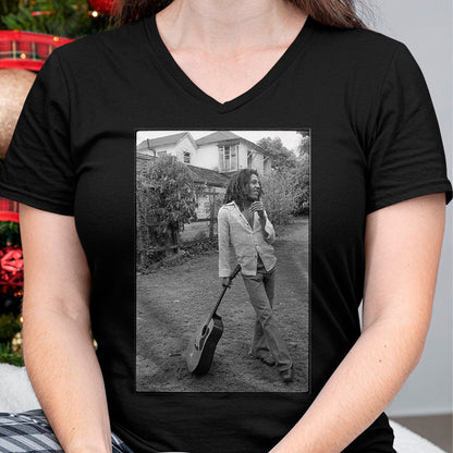 Guitar Lover Shirt, Funny Guitar UnisexT-Shirt/Hoodie/Sweatshirt HLT00 - Bob Marley x David Burnett Black & White Guitar Photo T-Shirt