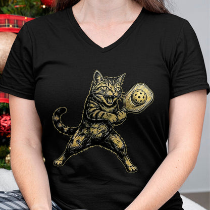 Funny Pickleball Shirt, Pickleball Lover Unisex T-Shirt/Hoodie/Sweatshirt HLT00 - Funny Cute Cat Playing Pickleball Vintage for Men Women Kids T-Shirt