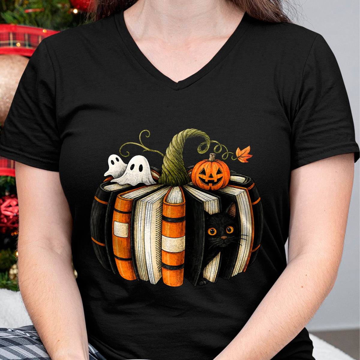 Best Teacher Shirt, Funny Teacher UnisexT-Shirt/Hoodie/Sweatshirt HLT00 - Halloween Reading Pumpkin Book Cat Ghost Librarian Teacher T-Shirt